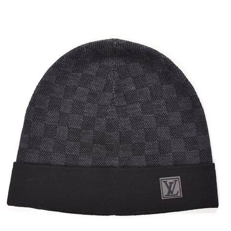 LOUIS VUITTON Wool Petit Damier Hat NM Graphite